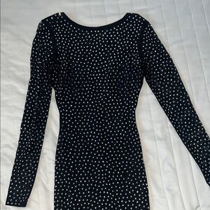 Elegant Black and Silver Polka Dot Dress